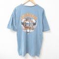 XL★古着 半袖 Tシャツ メンズ スカル 大きいサイズ コットン クルーネック 薄紺 ネイビー 25jul12 中古