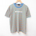 ポラロイド 半袖Tシャツ ライトブルーボーダー XL | 古着