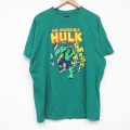 XL★古着 半袖 Tシャツ メンズ マーベル ハルク コットン クルーネック 緑 グリーン 25jul22 中古