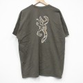 XL★古着 BROWNING 半袖 Tシャツ メンズ ビッグロゴ コットン クルーネック 薄緑 グリーン 25jul25 中古
