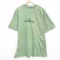XL★古着 Crazy Shirts 半袖 Tシャツ メンズ バンク コットン クルーネック 薄緑 グリーン 霜降り 25jul30 中古