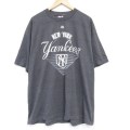 XL★古着 マジェスティック 半袖 Tシャツ メンズ MLB ニューヨークヤンキース 大きいサイズ クルーネック 濃グレー 霜降り メジャーリーグ ベースボール 野球 25jul31 中古