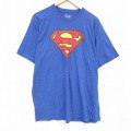XL★古着 半袖 Tシャツ メンズ DCコミックス スーパーマン クルーネック 青 ブルー 25aug01 中古