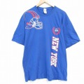 XL★古着 半袖 Tシャツ メンズ NFL ニューヨークジャイアンツ コットン クルーネック 青 ブルー アメフト スーパーボウル 25aug01 中古