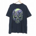 XL★古着 半袖 Tシャツ メンズ スカル クルーネック 黒 ブラック 25aug07 中古