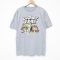 XL★古着 半袖 Tシャツ メンズ ルーニーテューンズ LOONEY TUNES タズ マービンザマーシャン クルーネック グレー 霜降り 25aug13 中古