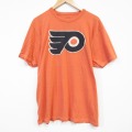 XL★古着 半袖 Tシャツ メンズ NHL フィラデルフィアフライヤーズ 大きいサイズ コットン クルーネック オレンジ アイスホッケー 25aug20 中古
