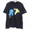XL★古着 半袖 Tシャツ メンズ 映画 ゴジラ キングコング 大きいサイズ コットン クルーネック 黒 ブラック 25aug21 中古