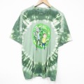 【50%OFF】XL★古着 リップルジャンクション 半袖 Tシャツ メンズ アニメ リックアンドモーティ 大きいサイズ コットン クルーネック 緑他 グリーン タイダイ 25aug21 中古