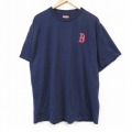XL★古着 半袖 Tシャツ メンズ MLB アトランタブレーブス コットン クルーネック 紺 ネイビー メジャーリーグ ベースボール 野球 25aug26 中古