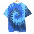 【50%OFF】XL★古着 半袖 Tシャツ メンズ 大きいサイズ コットン クルーネック 青他 ブルー タイダイ 25aug26 中古