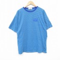 XL★古着 半袖 ビンテージ Tシャツ メンズ 90年代 90s セントトーマス コットン クルーネック USA製 水色他 ボーダー 25aug22 中古
