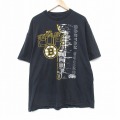 XL★古着 半袖 Tシャツ メンズ NHL ボストンブルーインズ 大きいサイズ コットン クルーネック 黒 ブラック アイスホッケー 25aug25 中古
