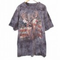 【50%OFF】XL★古着 THE MOUNTAIN 半袖 Tシャツ メンズ シカ 大きいサイズ ロング丈 コットン クルーネック 濃グレー タイダイ 25aug26 中古