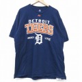 【50%OFF】XL★古着 マジェスティック 半袖 Tシャツ メンズ MLBデトロイトタイガース コットン クルーネック 紺 ネイビー メジャーリーグ ベースボール 野球 25aug27 中古
