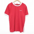 XL★古着 半袖 Tシャツ メンズ ワンポイントロゴ 大きいサイズ コットン クルーネック 赤 レッド 25aug29 中古