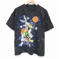XL★古着 半袖 Tシャツ メンズ ルーニーテューンズ LOONEY TUNES スペースジャム コットン クルーネック 黒 ブラック 25aug29 中古