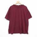 XL★古着 ラッセル 半袖 Tシャツ メンズ 無地 大きいサイズ クルーネック エンジ 25aug29 中古