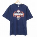 【50%OFF】XL★古着 半袖 Tシャツ メンズ MLB デトロイトタイガース ワールドシリーズ コットン クルーネック 紺 ネイビー メジャーリーグ ベースボール 野球 25aug30 中古