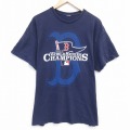 【50%OFF】XL★古着 半袖 Tシャツ メンズ MLB アトランタブレーブス ワールドシリーズクルーネック 紺 ネイビー メジャーリーグ ベースボール 野球 25aug30 中古