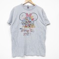 L★古着 半袖 Tシャツ メンズ ディズニー DISNEY ミッキー MICKEY MOUSE ミニー クルーネック グレー 霜降り 25sep03 中古