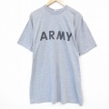 【20%OFF】XL★古着 半袖 Tシャツ メンズ ミリタリー アーミー ARMY リフレクターロング丈 コットン クルーネック USA製 グレー 霜降り 25sep08 中古