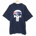 【20%OFF】XL★古着 半袖 Tシャツ メンズ パニッシャー 大きいサイズ クルーネック 濃紺 ネイビー 25sep08 中古