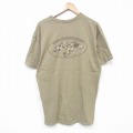 【20%OFF】XL★古着 半袖 Tシャツ メンズ 鳥 コットン クルーネック 薄茶 ブラウン 25sep20 中古
