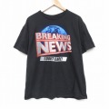 【20%OFF】XL★古着 半袖 Tシャツ メンズ ブレイキングニュース コットン クルーネック 黒 ブラック 25sep20 中古