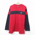 XL★古着 ラルフローレン Ralph Lauren チャップス 長袖 ブランド Tシャツ メンズ 90年代 90s ワンポイントロゴ 大きいサイズ ツートンカラー コットン クルーネック 赤他 レッド 24jul27 中古