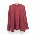 XL★古着 リーボック REEBOK 長袖 Tシャツ メンズ ワンポイントロゴ 大きいサイズ モックネック ハイネック エンジ 霜降り 24nov16 中古