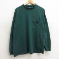 XL★古着 ドッカーズ 長袖 ビンテージ Tシャツ メンズ 90年代 90s ワンポイントロゴ 胸ポケット付き コットン モックネック ハイネック 緑 グリーン 【spe】 24nov20 中古