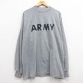 XL★古着 長袖  Tシャツ メンズ ミリタリー アーミー ARMY リフレクター 大きいサイズ モックネック ハイネック グレー 霜降り 25mar07 中古