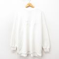 ボス 00s 長袖トップス ビッグロゴ刺繍 ホワイト XL | 古着