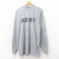 XL★古着 長袖 Tシャツ メンズ ミリタリー アーミー ARMY リフレクター 大きいサイズ ロング丈 ハイネック モックネック USA製 グレー 霜降り 25may21 中古