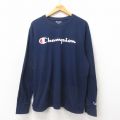 チャンピオン 長袖Tシャツ ビッグロゴ ネイビー XL | 古着