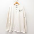 XL★古着 長袖 Tシャツ メンズ フクロウ 大きいサイズ ロング丈 コットン ヘンリーネック 生成り 25jun06 中古