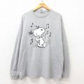 XL★古着 長袖 Tシャツ メンズ ピーナッツ スヌーピー SNOOPY 大きいサイズ クルーネック グレー 霜降り 【spe】 25jun12 中古