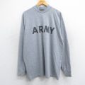 XL★古着 長袖 Tシャツ メンズ ミリタリー アーミー ARMY リフレクター 大きいサイズ モックネック ハイネック グレー 霜降り 25jun12 中古