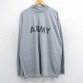 XL★古着 長袖 ビンテージ Tシャツ メンズ 00年代 00s ミリタリー アーミー ARMY リフレクター 大きいサイズ ロング丈 モックネック ハイネック USA製 グレー 霜降り 25jun12 中古