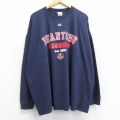 XL★古着 マジェスティック 長袖 ビンテージ Tシャツ メンズ 00年代 00s MLB ボストンレッドソックス 大きいサイズ クルーネック 紺 ネイビー メジャーリーグ ベースボール 野球 25jun19 中古