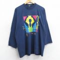 スクリーンスターズ 90s 長袖Tシャツ マラソン ネイビー L | 古着