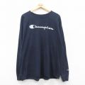 チャンピオン 長袖Tシャツ ビッグロゴ ネイビー XL | 古着