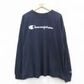 チャンピオン 長袖Tシャツ ビッグロゴ ネイビー XL | 古着