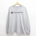 チャンピオン 長袖Tシャツ ビッグロゴ グレー XL | 古着