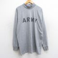 XL★古着 長袖 ビンテージ Tシャツ メンズ 00年代 00s ミリタリー アーミー ARMY リフレクター ロング丈 大きいサイズ モックネック ハイネック グレー 霜降り 25jun25 中古