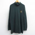 XL★古着 ラルフローレン Ralph Lauren ポロゴルフ 長袖 ブランド Tシャツ メンズ 90年代 90s ワンポイントロゴ 鹿の子 大きいサイズ ロング丈 コットン タートルネック ハイネック 緑 グリーン 25jun25 中古