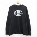 チャンピオン 長袖Tシャツ ビッグロゴ ブラック XL | 古着