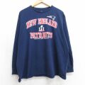 XL★古着 マジェスティック 長袖 Tシャツ メンズ NFL ニューイングランドペイトリオッツ クルーネック 紺 ネイビー アメフト スーパーボウル 25jul01 中古