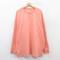 XL★古着 カーハート Carhartt 長袖 Tシャツ メンズ ビッグロゴ 大きいサイズ ロング丈 クルーネック ピンク系 25jul14 中古